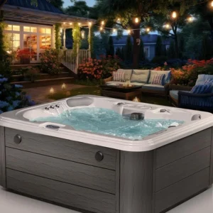 Excellence Outdoor Hot Tub, FIts 4 Adults, Indoor Outdoor Hot Tub, 41 Jets, Cover Included, Lounger Spa, Bluetooth Stereo, LED Water Fall, Wellness Tool, Aqualife by Strong Spas