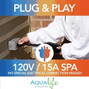 Inland 6 Person Indoor Outdoor Hot Tub, Plug & Play Spa, 24 Jets, LED Lighting System, Insulated Spa Cover, Made in USA, Aqualife by Strong Spas