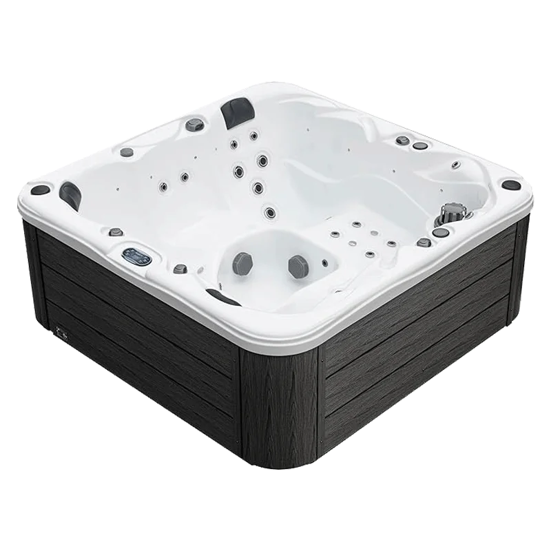 Surfaces Outdoor Hot Tub, Fits 4 Adults, 36 Jets, Double Lounger Seat Spa, Bluetooth, LED Lights, Cover Included, Wellness Tool, Aqualife by Strong Spas
