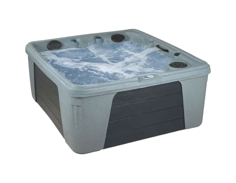 Trend 6-Person 28-Jet 120-Volt Lounger Hot Tub, Easy Startup with Plug and Play, Gray Granite/Charcoal Gray