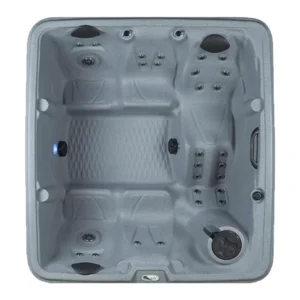 Trend 6-Person 28-Jet 120-Volt Lounger Hot Tub, Easy Startup with Plug and Play, Gray Granite/Charcoal Gray