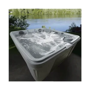 Trend 6-Person 28-Jet 120-Volt Lounger Hot Tub, Easy Startup with Plug and Play, Gray Granite/Charcoal Gray