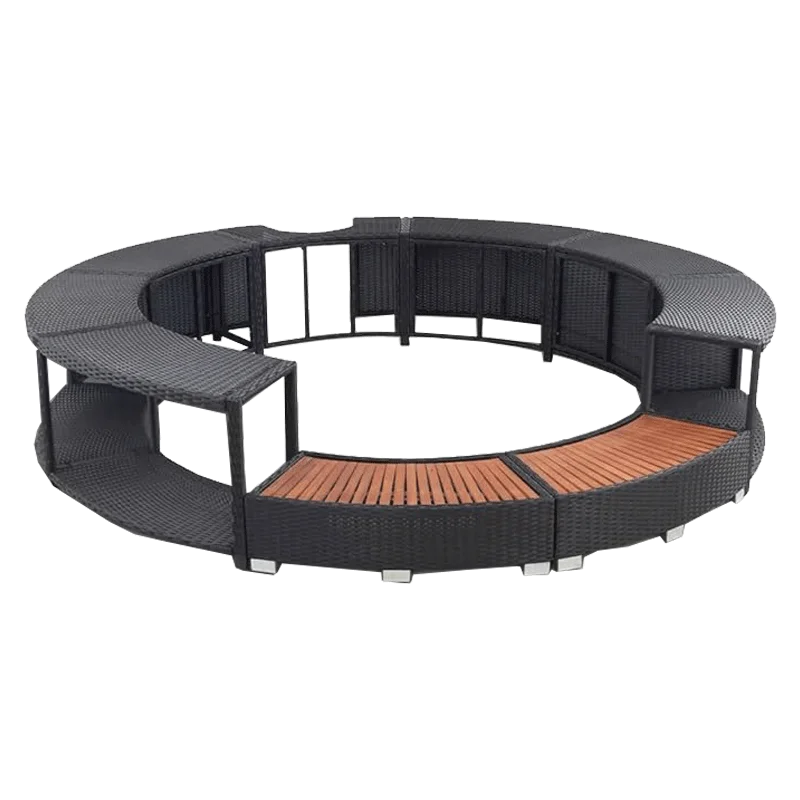 VidaXL Hot Tub Surround: Round Spa Steps with Built-in Storage